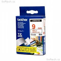 Brother - TZe-222, bílá, červená (9mm, laminovaná)