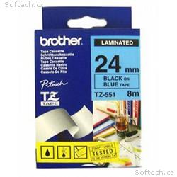 Brother - TZe-551, modrá, černá (24mm, laminovaná)