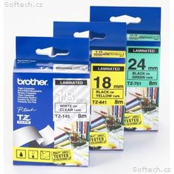 Brother - TZe-641, žlutá, černá (18mm, laminovaná)
