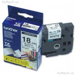 Brother - TZe-241, bílá, černá (18mm, laminovaná)