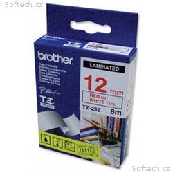 Brother - TZe-232, bílá, červená - 1 ks (12mm, lam