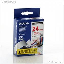 Brother - TZe-252, bílá, červená - 1 ks (24mm, lam