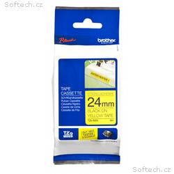 Brother - TZe-S651, žlutá, černá (24mm, extr. adhe