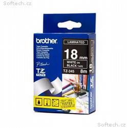 Brother - TZe-345, černá, bílá (18mm, laminovaná)