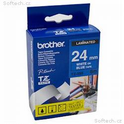 Brother - TZe-555, modrá, bílá (24mm, laminovaná)