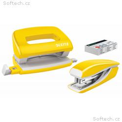 LEITZ Set mini sešívačky a děrovačky WOW, žlutá