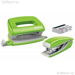 LEITZ Set mini sešívačky a děrovačky WOW, zelená