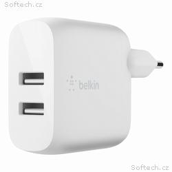 Belkin Duální 24W USB-A nástěnná nabíječka, bílá