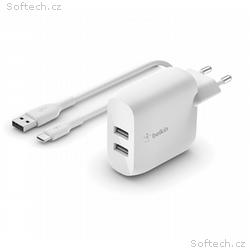 Belkin Duální 24W USB-A nástěnná nabíječka + 1m US