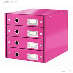 LEITZ Zásuvkový box Click&Store, 4 zásuvky, růžová