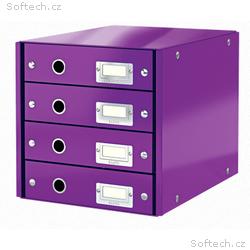 LEITZ Zásuvkový box Click&Store, 4 zásuvky, purpur