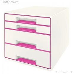 LEITZ Zásuvkový box WOW CUBE, 4 zásuvky, růžová
