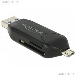 Delock Micro USB OTG čtečka karet + USB 3.0 A male