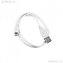 C-TECH Kabel USB 2.0 AM, Micro, 1m, bílý