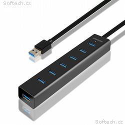 AXAGON HUE-SA7BP, 7x USB3.0 ALU CHARGING hub vč. A