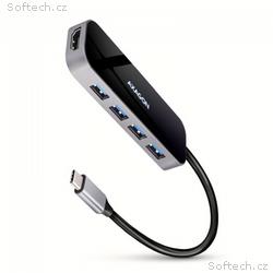 AXAGON HMC-6H4A, USB 3.2 Gen 1 hub, porty 4x USB-A