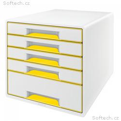 LEITZ Zásuvkový box WOW CUBE, 5 zásuvek, bílá, žlu