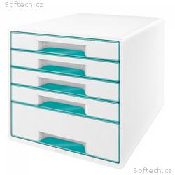 LEITZ Zásuvkový box WOW CUBE, 5 zásuvek, bílá, led