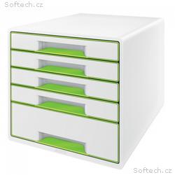 LEITZ Zásuvkový box WOW CUBE, 5 zásuvek, bílá, zel