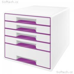 LEITZ Zásuvkový box WOW CUBE, 5 zásuvek, bílá, pur