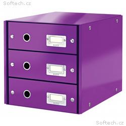 LEITZ Zásuvkový box Click&Store, 3 zásuvky, purpur