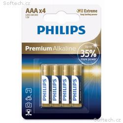 Philips baterie 4x AAA (1,5V), řada Premium Alkali