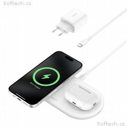 Belkin 2v1 Qi2 15W Magnetic Charging Pad, white