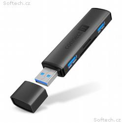 CONNECT IT COMPACT 4v1 USB-A hub + čtečka karet, (