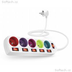 CONNECT IT prodlužovací kabel, 5 zásuvek, 2 m, s v