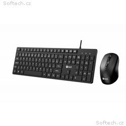 C-TECH KBM-108, drátový combo set s myší, multimed