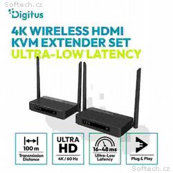 DIGITUS 4K, 60Hz Wireless HDMI KVM Extender Set, 1