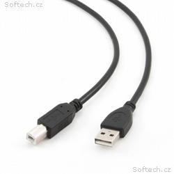 GEMBIRD kabel USB A-B 3m 2.0 HQ Black, zlacené kon