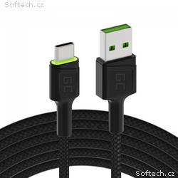 Green Cell Cable Ray USB-A - USB-C Green LED 200cm