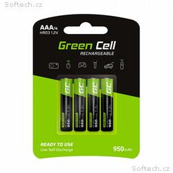 Green Cell Rechargeable Batteries 4x AAA HR03 950m