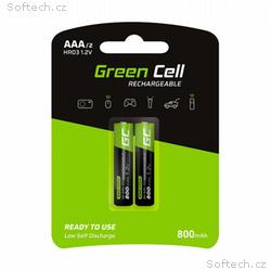 Green Cell Rechargeable Batteries 2x AAA HR03 800m