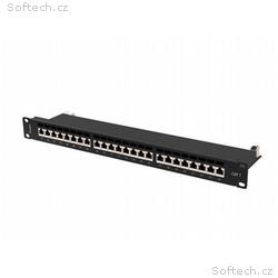 PATCH PANEL 24 PORTŮ 1U 19" CAT.7 FTP STÍNĚNÝ ČERN