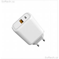 PLATINET sítová nabíječka 30W  PD USB-A USB-C bílá