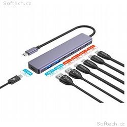PLATINET HUB 7IN1 10GBS USB-C TO 4X USB-C 3.2 GEN2