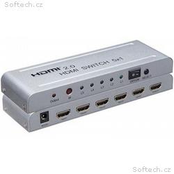 PremiumCord 4Kx2K@60Hz HDMI switch 5:1 kovový s dá