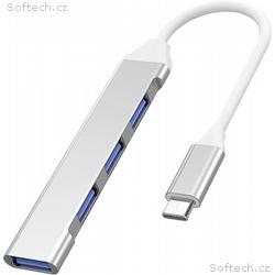 PremiumCord Hub USB-C na USB3.2 A + 3x USB2.0 A, h