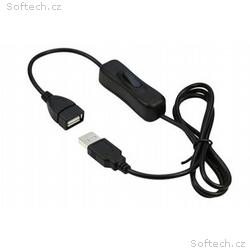 PremiumCord USB 2.0 kabel prodlužovací s vypínačem
