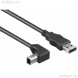 PremiumCord Kabel USB 2.0, A-B, 5m se zahnutým USB