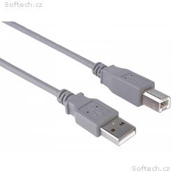 PremiumCord Kabel USB 2.0, A-B, 5m, barva šedá