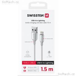 SWISSTEN DATOVÝ KABEL TEXTILE II USB, LIGHTNING 1,