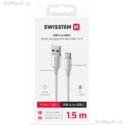 SWISSTEN DATOVÝ KABEL TEXTILE II USB, USB-C 1,5 M 