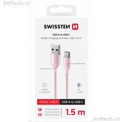 SWISSTEN DATOVÝ KABEL TEXTILE II USB, USB-C 1,5 M 