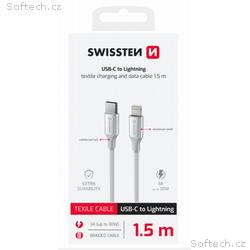 SWISSTEN DATOVÝ KABEL TEXTILE II USB-C, LIGHTNING 