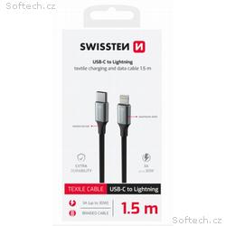 SWISSTEN DATOVÝ KABEL TEXTILE II USB-C, LIGHTNING 