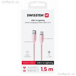 SWISSTEN DATOVÝ KABEL TEXTILE II USB-C, LIGHTNING 