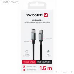SWISSTEN DATOVÝ KABEL TEXTILE II USB-C, USB-C 1,5 